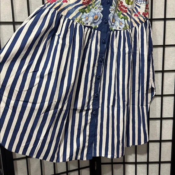 Farm Rio size XS Fresh Table Scarf Midi Dress Blue NWT No Belt - Picture 9 of 12